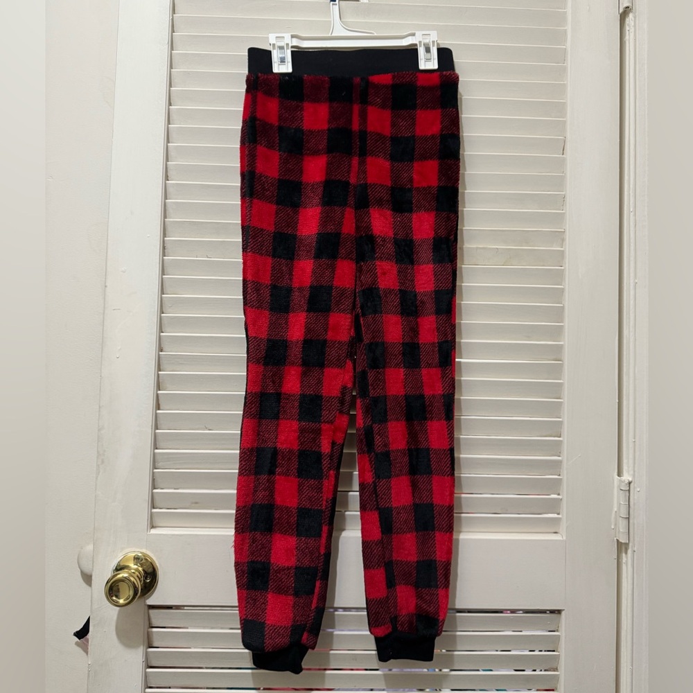 Cozy Kids Red and Black Plaid Pajama Bottoms